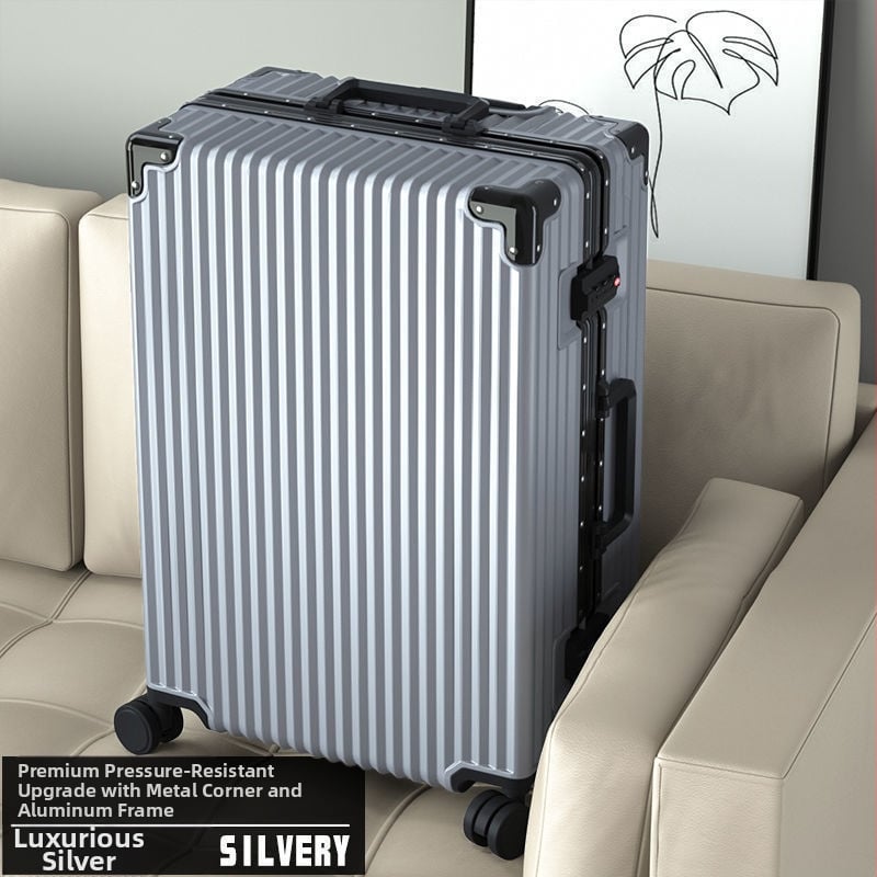 Szénszálas bőrönd cipzárral, univerzális kerekekkel és egyszerű kombinációs zárral