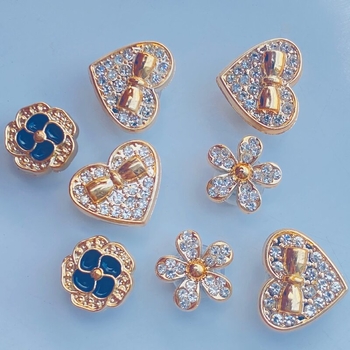 Set decor pentru sandale: perle, floare cu patru frunze, decor pentru pantof, lanț cu inimă și diamant — model 654984; stil: cataramă; potrivit pentru vară, primăvară, toamnă, iarnă