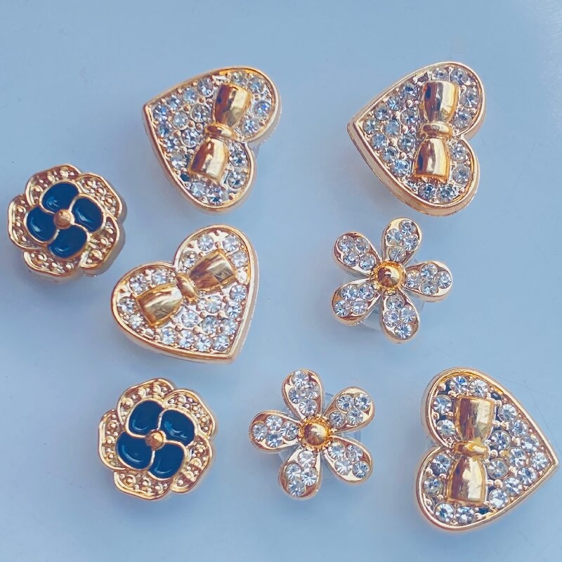 Set decor pentru sandale: perle, floare cu patru frunze, decor pentru pantof, lanț cu inimă și diamant — model 654984; stil: cataramă; potrivit pentru vară, primăvară, toamnă, iarnă