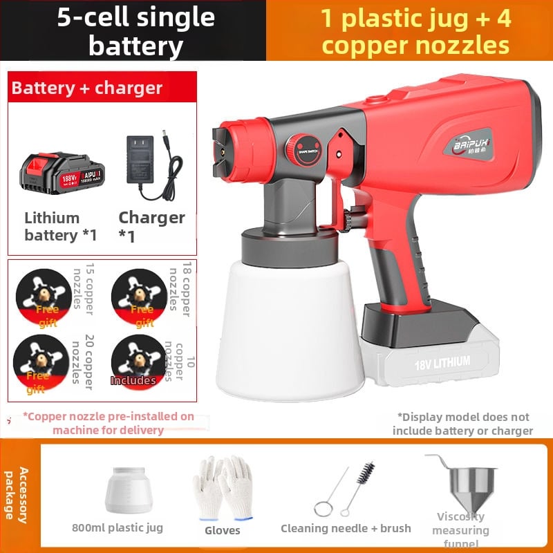 Beppsy електрическа пръскачка за боя, литиево захранвана, за боядисване на стени и коли