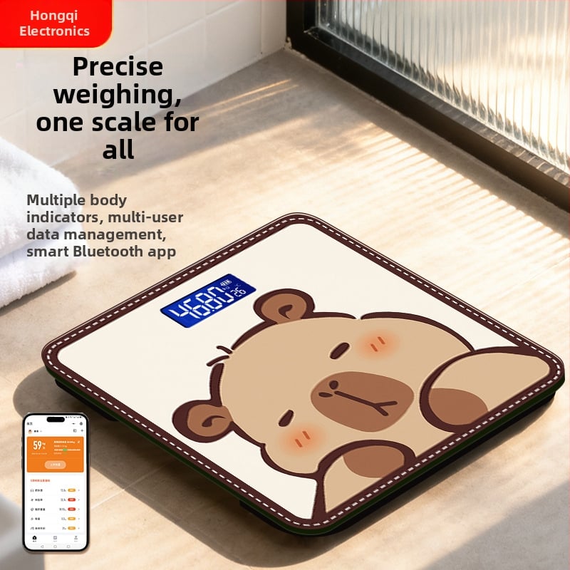 Hongqi HQ-x3006 Везна за телесни мазнини с Bluetooth, HD LCD дисплей, Android съвместимост, USB зареждане/AA батерия, измерване на телесни мазнини и вода