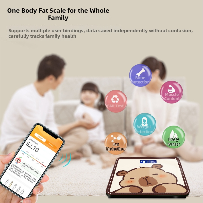 Hongqi HQ-x3006 Везна за телесни мазнини с Bluetooth, HD LCD дисплей, Android съвместимост, USB зареждане/AA батерия, измерване на телесни мазнини и вода