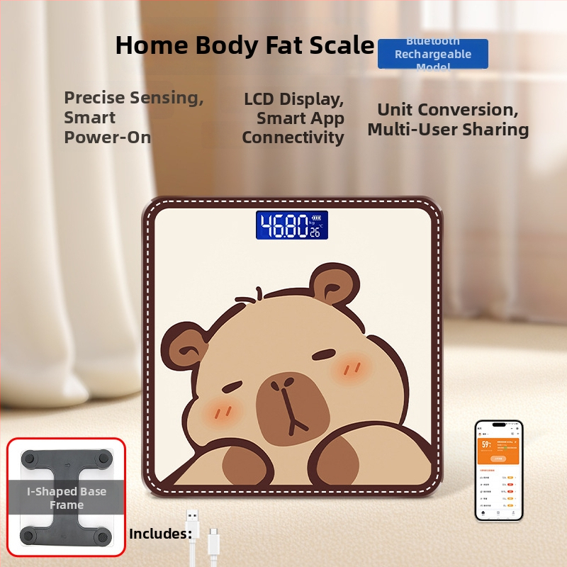 Hongqi HQ-x3006 Везна за телесни мазнини с Bluetooth, HD LCD дисплей, Android съвместимост, USB зареждане/AA батерия, измерване на телесни мазнини и вода