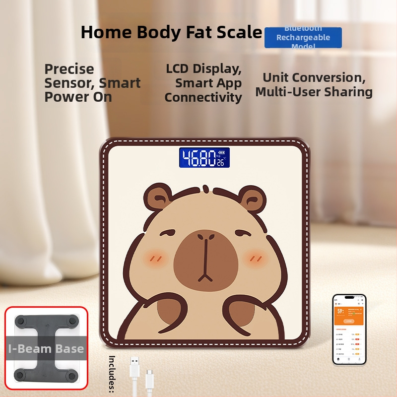 Hongqi HQ-x3006 Везна за телесни мазнини с Bluetooth, HD LCD дисплей, Android съвместимост, USB зареждане/AA батерия, измерване на телесни мазнини и вода