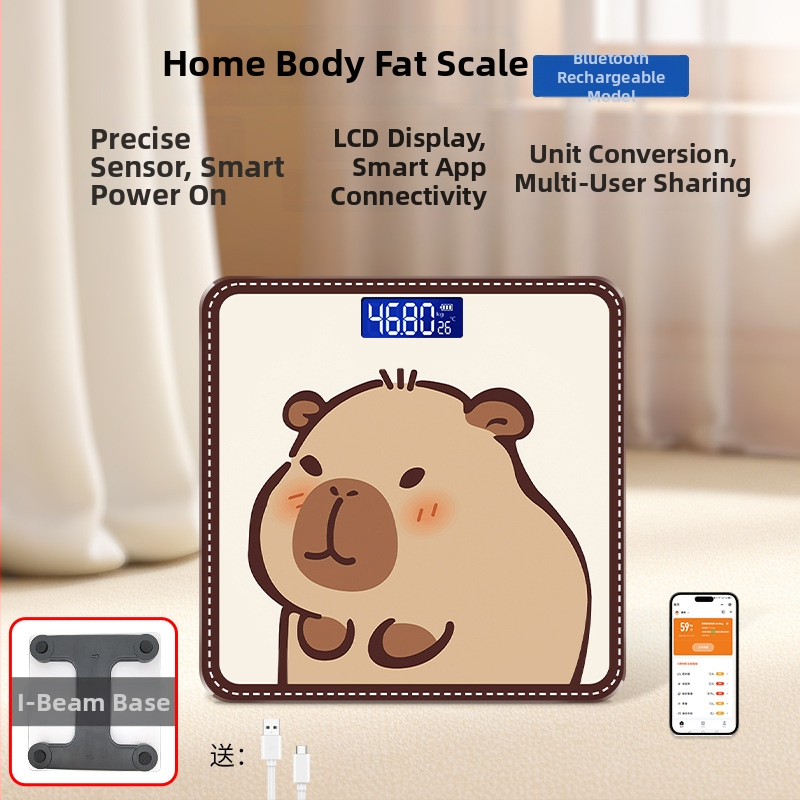 Hongqi HQ-x3006 Везна за телесни мазнини с Bluetooth, HD LCD дисплей, Android съвместимост, USB зареждане/AA батерия, измерване на телесни мазнини и вода