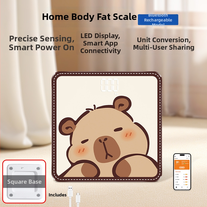 Hongqi HQ-x3006 Везна за телесни мазнини с Bluetooth, HD LCD дисплей, Android съвместимост, USB зареждане/AA батерия, измерване на телесни мазнини и вода