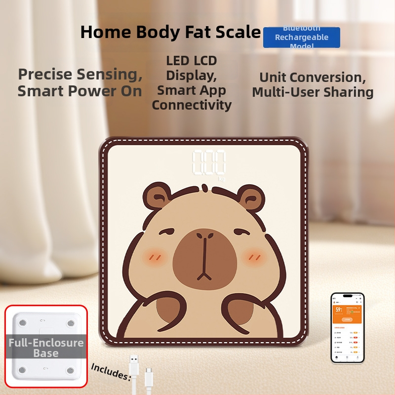 Hongqi HQ-x3006 Везна за телесни мазнини с Bluetooth, HD LCD дисплей, Android съвместимост, USB зареждане/AA батерия, измерване на телесни мазнини и вода
