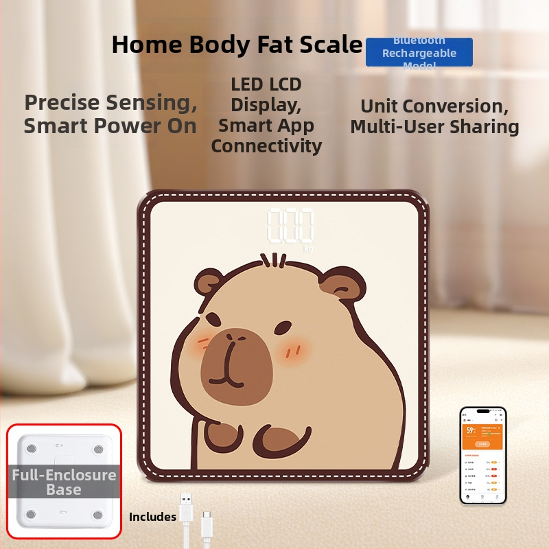 Hongqi HQ-x3006 Везна за телесни мазнини с Bluetooth, HD LCD дисплей, Android съвместимост, USB зареждане/AA батерия, измерване на телесни мазнини и вода