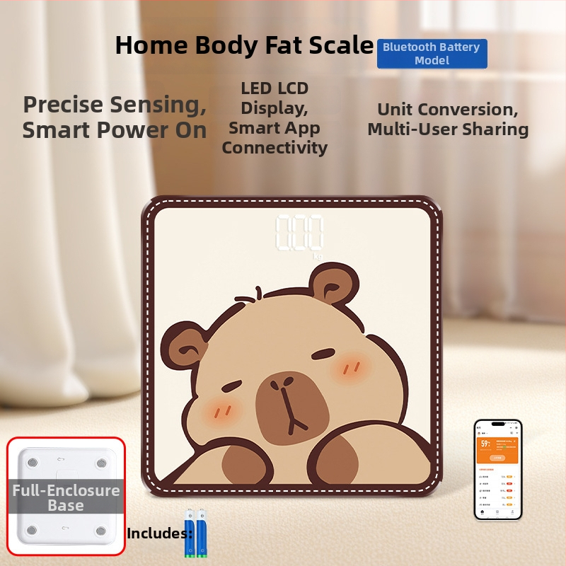 Hongqi HQ-x3006 Везна за телесни мазнини с Bluetooth, HD LCD дисплей, Android съвместимост, USB зареждане/AA батерия, измерване на телесни мазнини и вода