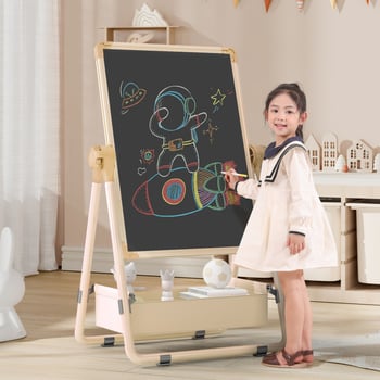 K gyermekeknek készült dupla oldalú mágneses fehér tábla állvánnyal — alumínium keret, könnyen törölhető rajz és írás