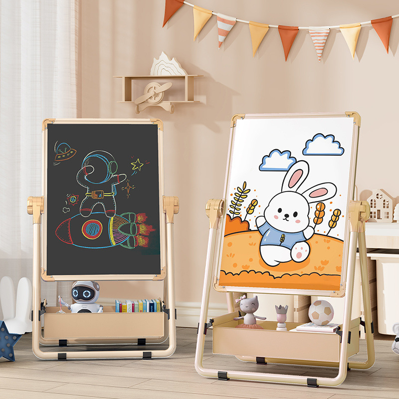 K gyermekeknek készült dupla oldalú mágneses fehér tábla állvánnyal — alumínium keret, könnyen törölhető rajz és írás