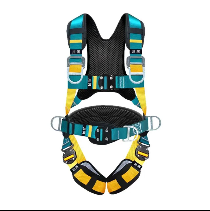 Chuanhe petopojasni potpuno tijelo zaštitni pojas za rad na visini, traka od polipropilena, nastavivi kukа od legiranog čelika i polipropilensko sigurnosno uže s podesivom duljinom