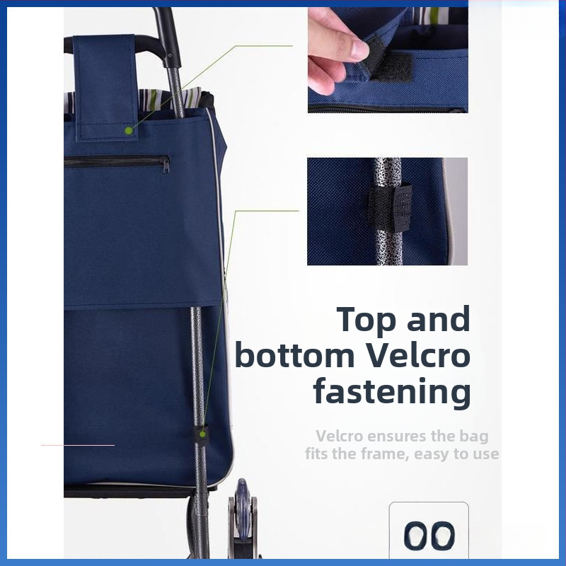 Четириколесна количка за пазар с водоустойчива Oxford чанта, сгъваема, възможност за печат на лого