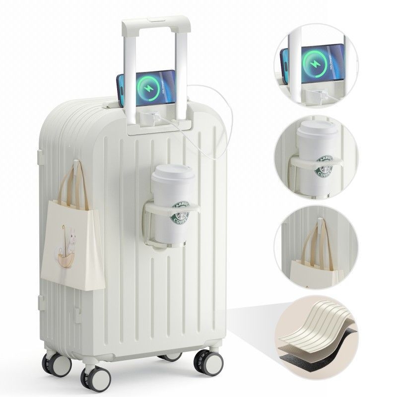 Uniszex utazási koffer, ABS+PC, bővíthető, USB-port