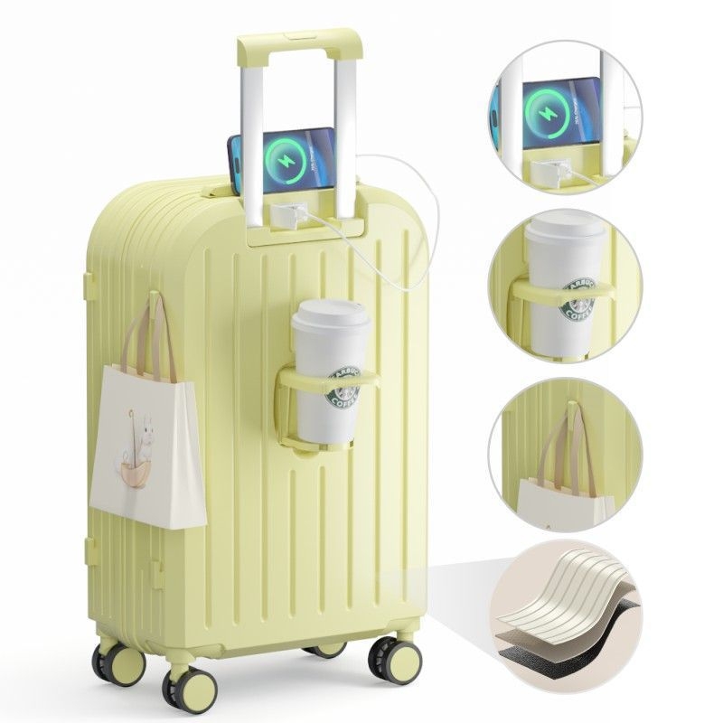 Uniszex utazási koffer, ABS+PC, bővíthető, USB-port