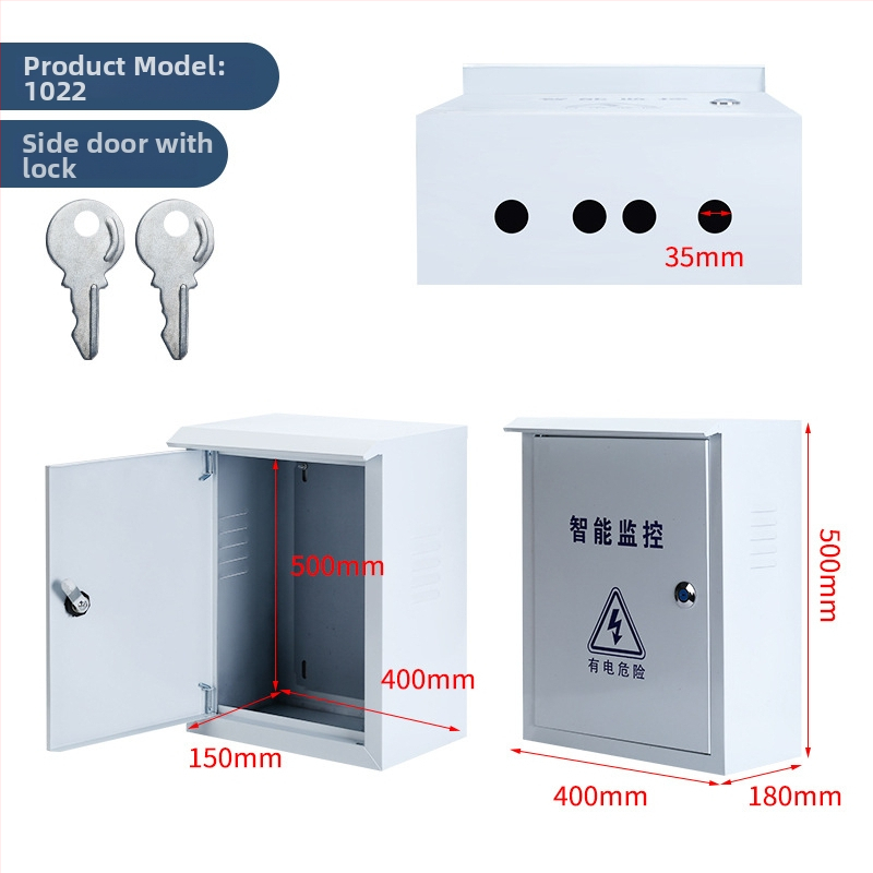 Kamerafelügyeleti kültéri vízálló doboz, melegen galvanizált alacsonyáramkörhöz, falvastagság 0.5-1.0 mm, zománcfinités, modell 201