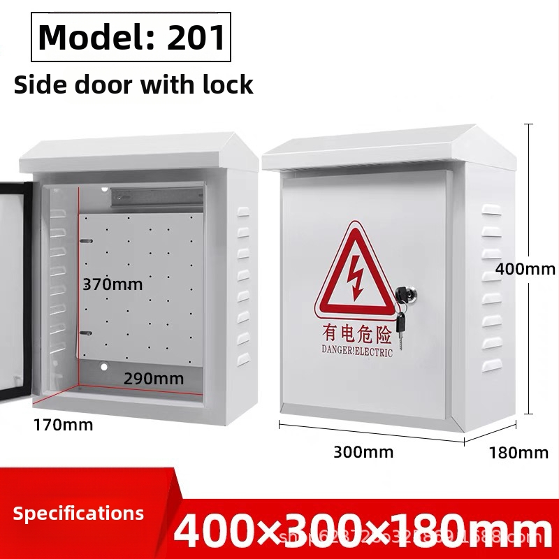 Kamerafelügyeleti kültéri vízálló doboz, melegen galvanizált alacsonyáramkörhöz, falvastagság 0.5-1.0 mm, zománcfinités, modell 201