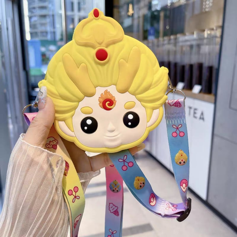 Portofel silicon pentru monede pentru copii cu Nezha și Little Dragon Girl, unisex, impermeabil, ultraușor, model anime