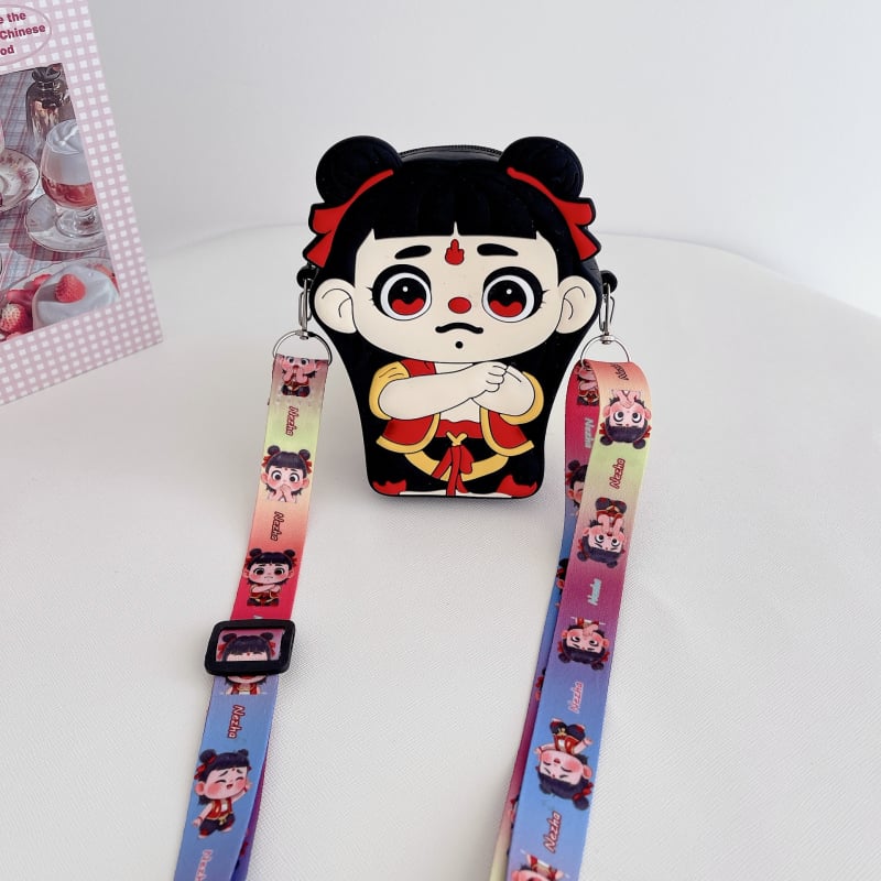 Portofel silicon pentru monede pentru copii cu Nezha și Little Dragon Girl, unisex, impermeabil, ultraușor, model anime