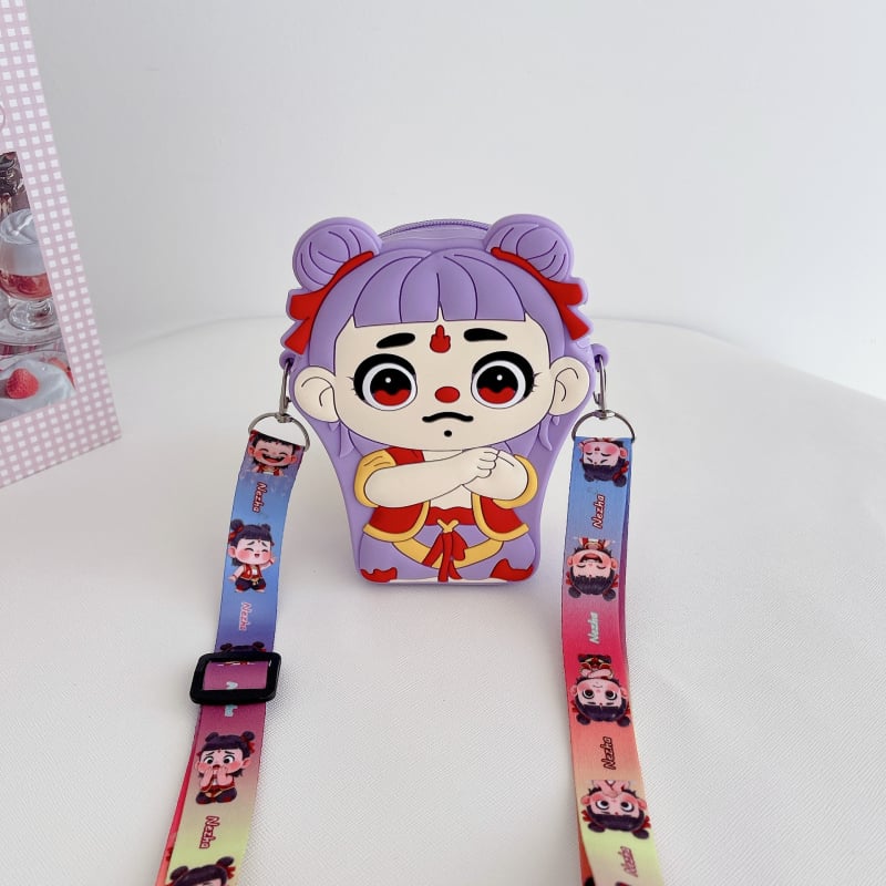 Portofel silicon pentru monede pentru copii cu Nezha și Little Dragon Girl, unisex, impermeabil, ultraușor, model anime