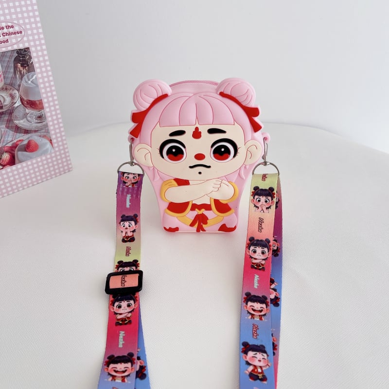 Portofel silicon pentru monede pentru copii cu Nezha și Little Dragon Girl, unisex, impermeabil, ultraușor, model anime