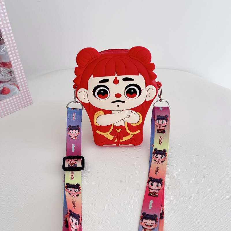 Portofel silicon pentru monede pentru copii cu Nezha și Little Dragon Girl, unisex, impermeabil, ultraușor, model anime