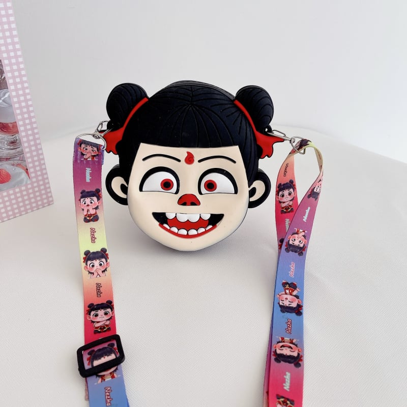 Portofel silicon pentru monede pentru copii cu Nezha și Little Dragon Girl, unisex, impermeabil, ultraușor, model anime