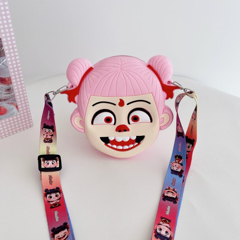 Portofel silicon pentru monede pentru copii cu Nezha și Little Dragon Girl, unisex, impermeabil, ultraușor, model anime