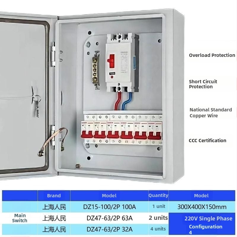 Нисковолтов трифазен четирижилен разпределителен шкаф за външна употреба, водоустойчива кутия за електромер и осветителни ключове
