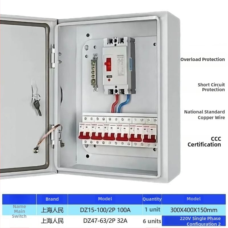 Нисковолтов трифазен четирижилен разпределителен шкаф за външна употреба, водоустойчива кутия за електромер и осветителни ключове