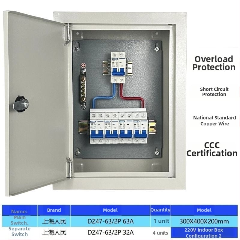 Нисковолтов трифазен четирижилен разпределителен шкаф за външна употреба, водоустойчива кутия за електромер и осветителни ключове