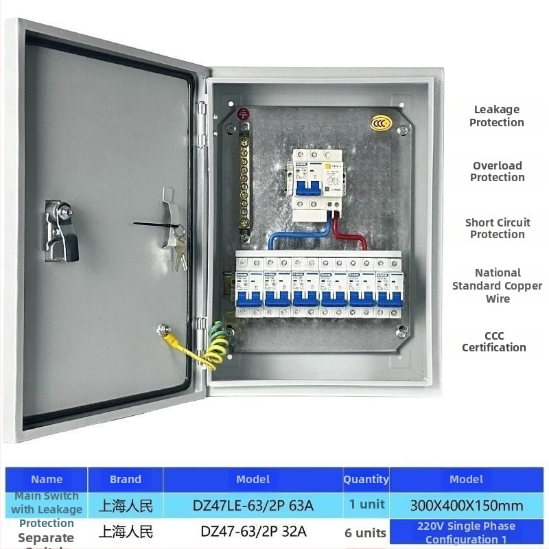 Нисковолтов трифазен четирижилен разпределителен шкаф за външна употреба, водоустойчива кутия за електромер и осветителни ключове