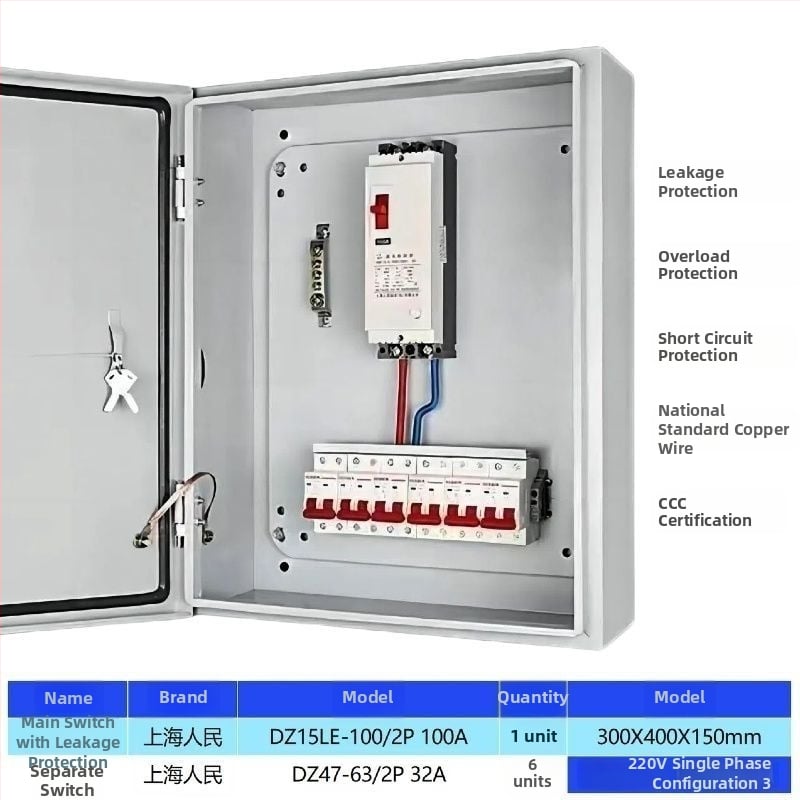 Нисковолтов трифазен четирижилен разпределителен шкаф за външна употреба, водоустойчива кутия за електромер и осветителни ключове
