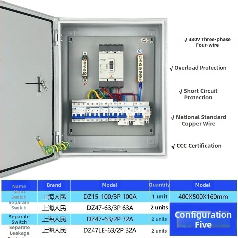 Нисковолтов трифазен четирижилен разпределителен шкаф за външна употреба, водоустойчива кутия за електромер и осветителни ключове