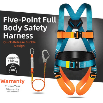 Päťbodový bezpečnostný postroj pre prácu vo výškach, plnohodnotný postroj pre celé telo, dvojité háky, rýchlo zapájací konektor
