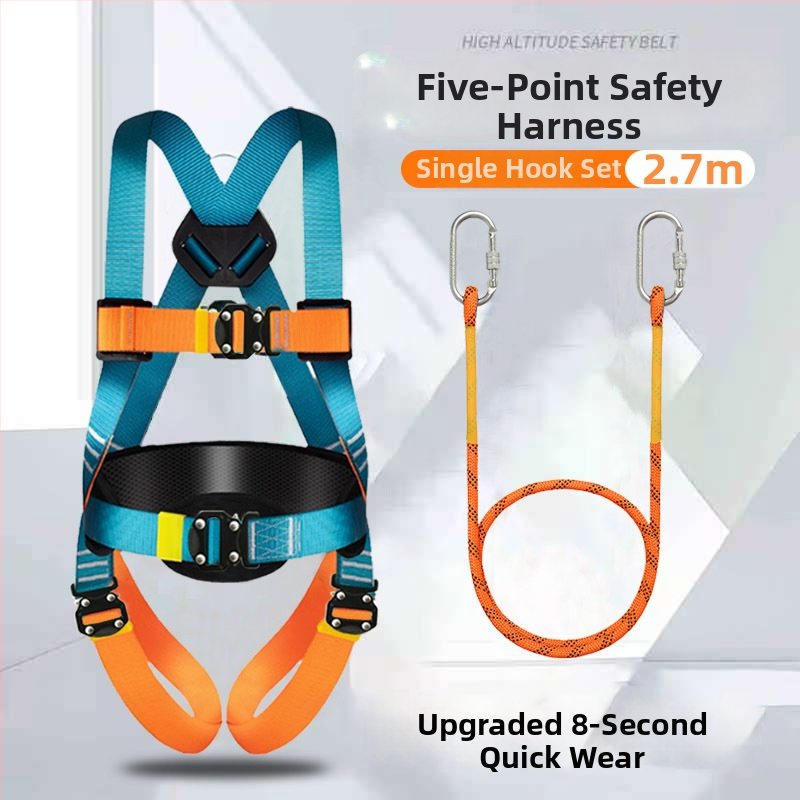 Päťbodový bezpečnostný postroj pre prácu vo výškach, plnohodnotný postroj pre celé telo, dvojité háky, rýchlo zapájací konektor