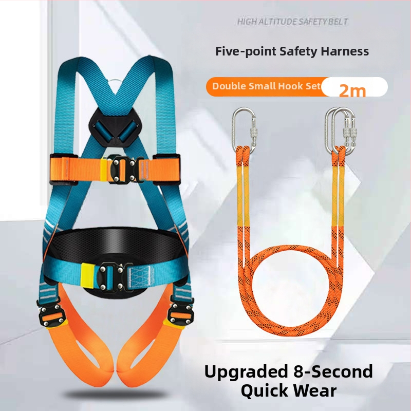Päťbodový bezpečnostný postroj pre prácu vo výškach, plnohodnotný postroj pre celé telo, dvojité háky, rýchlo zapájací konektor