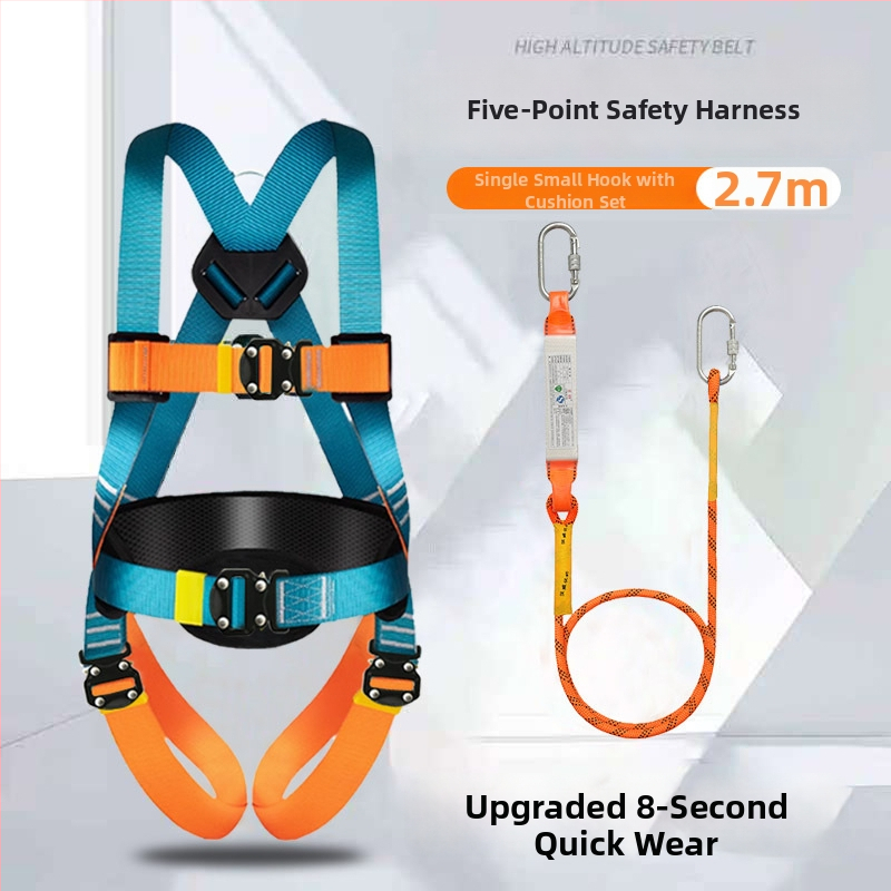Päťbodový bezpečnostný postroj pre prácu vo výškach, plnohodnotný postroj pre celé telo, dvojité háky, rýchlo zapájací konektor