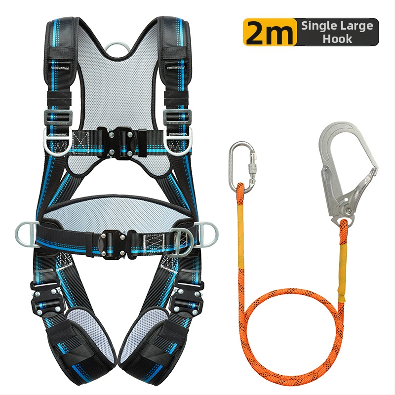 Päťbodový bezpečnostný pás na celé telo s ochranou chrbtice a nohami, s uzamykacím mechanizmom, pre prácu vo výškach a na stavbách