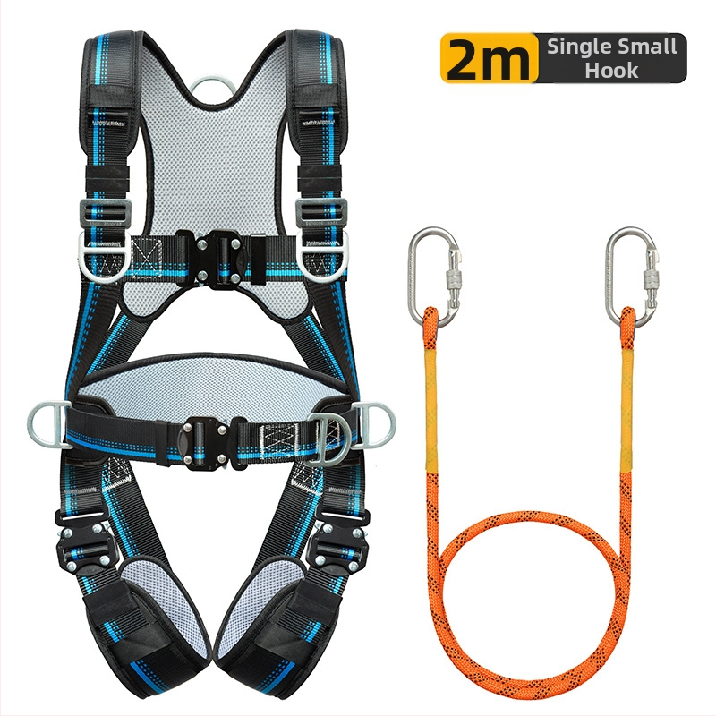 Päťbodový bezpečnostný pás na celé telo s ochranou chrbtice a nohami, s uzamykacím mechanizmom, pre prácu vo výškach a na stavbách