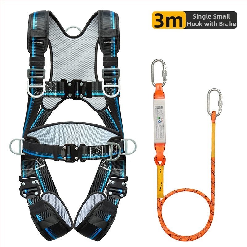 Päťbodový bezpečnostný pás na celé telo s ochranou chrbtice a nohami, s uzamykacím mechanizmom, pre prácu vo výškach a na stavbách