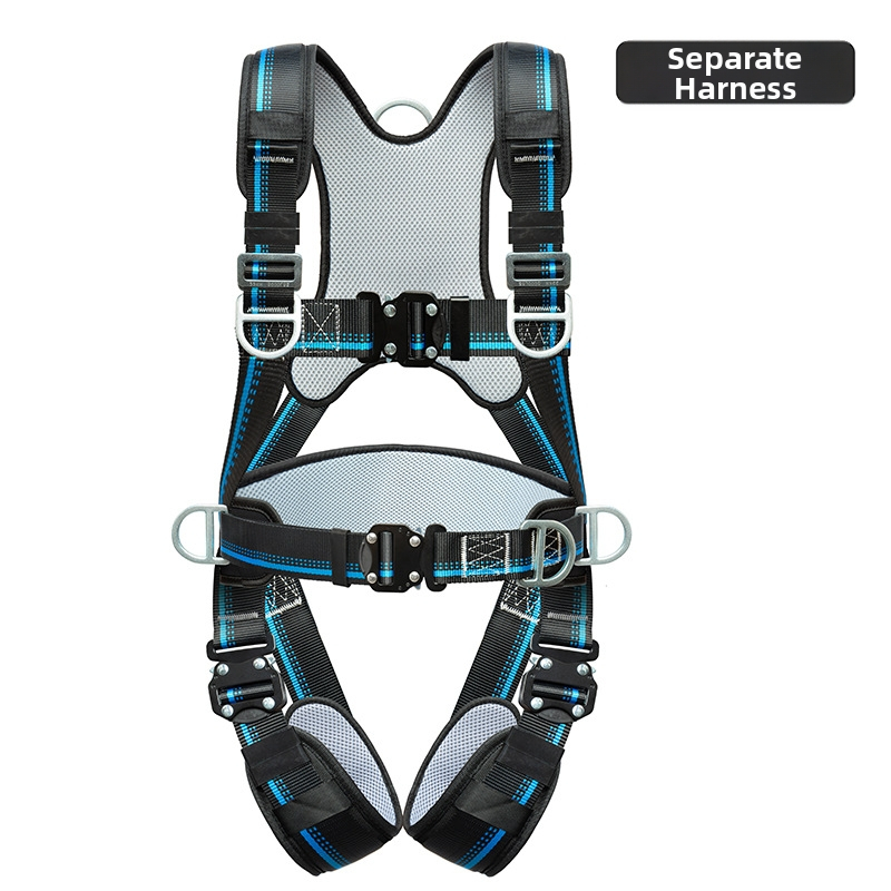 Päťbodový bezpečnostný pás na celé telo s ochranou chrbtice a nohami, s uzamykacím mechanizmom, pre prácu vo výškach a na stavbách