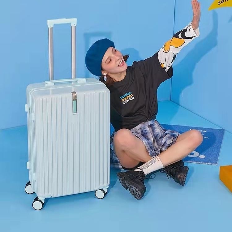 Szénszálas utazótáska cipzárral, univerzális kerekek, egyszerű kombinációs zár