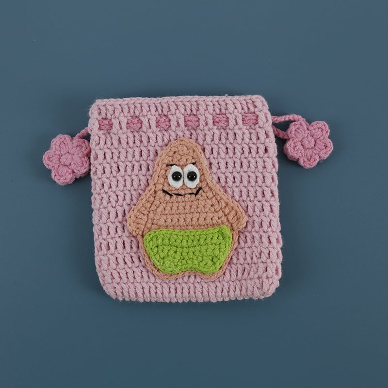 Rankomis megzta vilnos monetų piniginė su vaisių ornamentu, mini raištinė rankinė moterims, kvėpuojanti