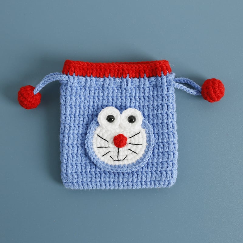 Rankomis megzta vilnos monetų piniginė su vaisių ornamentu, mini raištinė rankinė moterims, kvėpuojanti