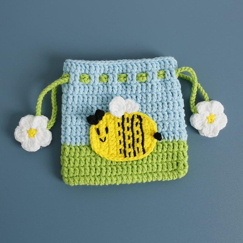 Rankomis megzta vilnos monetų piniginė su vaisių ornamentu, mini raištinė rankinė moterims, kvėpuojanti