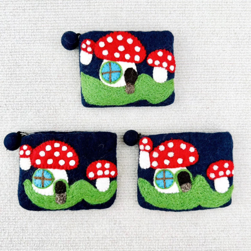 Monetų piniginė iš PU medžiagos, grybų motyvas ir gyvūnų motyvas, DIY kiaulytės dizainas, namų saugojimui