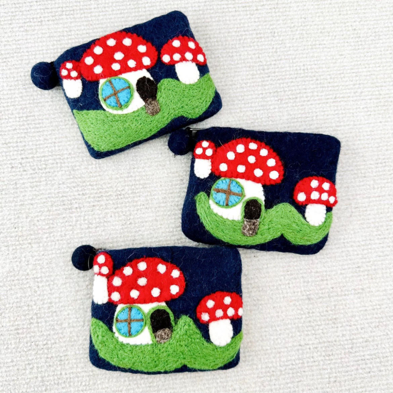 Monetų piniginė iš PU medžiagos, grybų motyvas ir gyvūnų motyvas, DIY kiaulytės dizainas, namų saugojimui