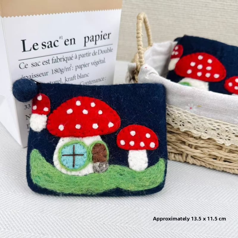 Monetų piniginė iš PU medžiagos, grybų motyvas ir gyvūnų motyvas, DIY kiaulytės dizainas, namų saugojimui