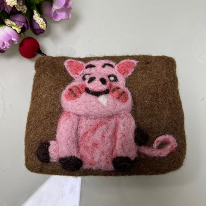 Monetų piniginė iš PU medžiagos, grybų motyvas ir gyvūnų motyvas, DIY kiaulytės dizainas, namų saugojimui